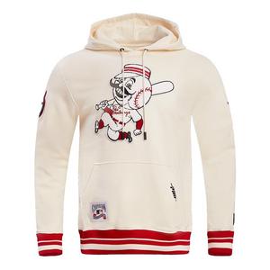 Pro Standard Men's MLB Cincinnati Reds Retro Classic Fleece Pullover Hoodie -Eggshell/Red