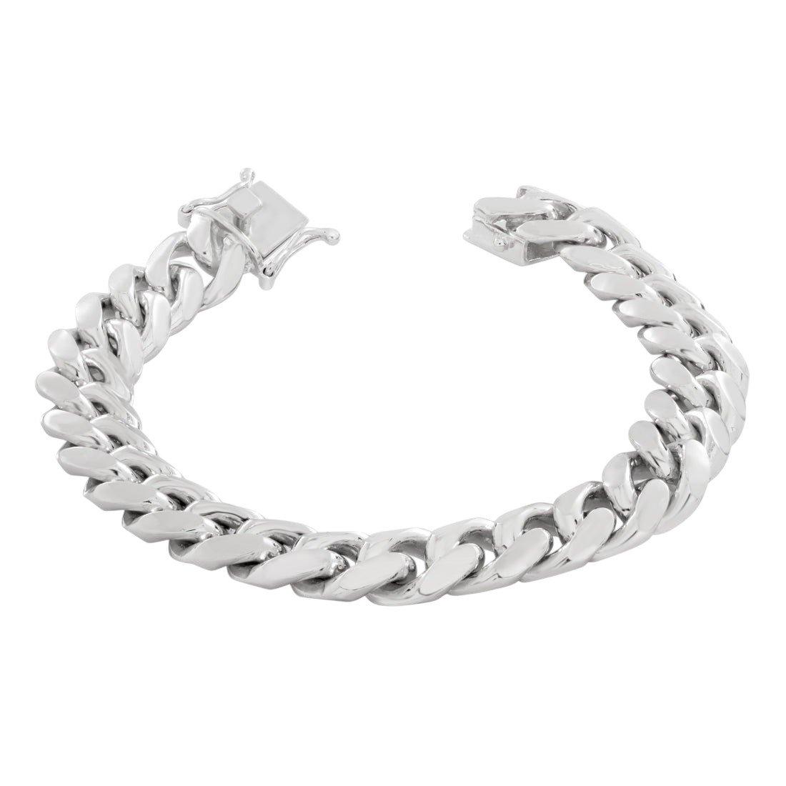 King Ice 10mm Miami Cuban Link Bracelet - White Gold - WHITE GOLD