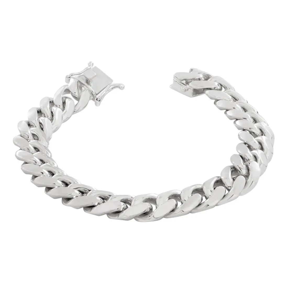 King Ice 10mm Miami Cuban Link Bracelet - White Gold - WHITE GOLD