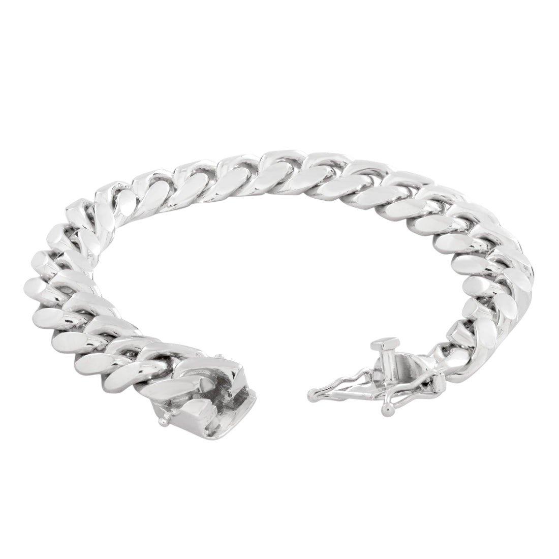 King Ice 10mm Miami Cuban Link Bracelet - White Gold - WHITE GOLD