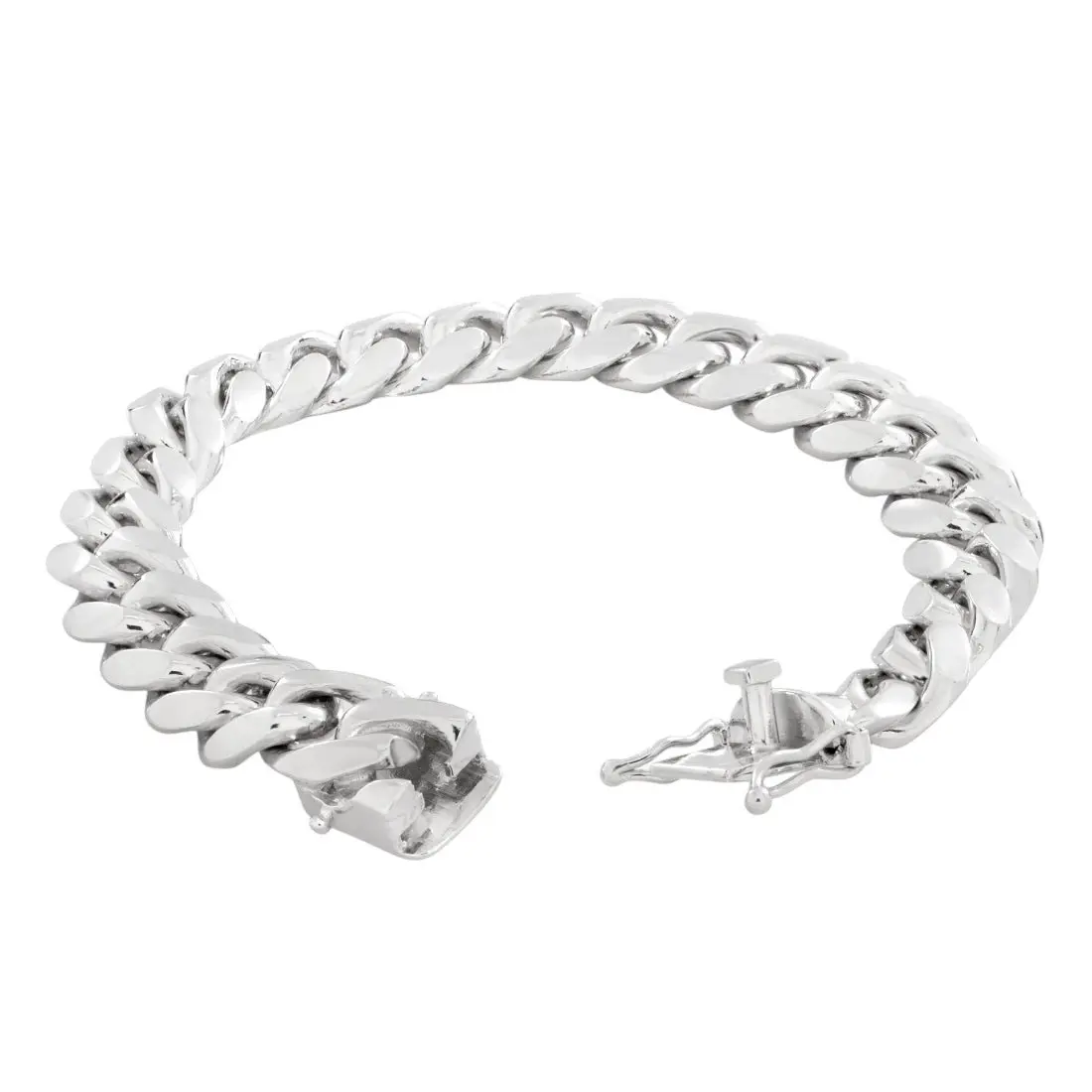 King Ice 10mm Miami Cuban Link Bracelet - White Gold - WHITE GOLD