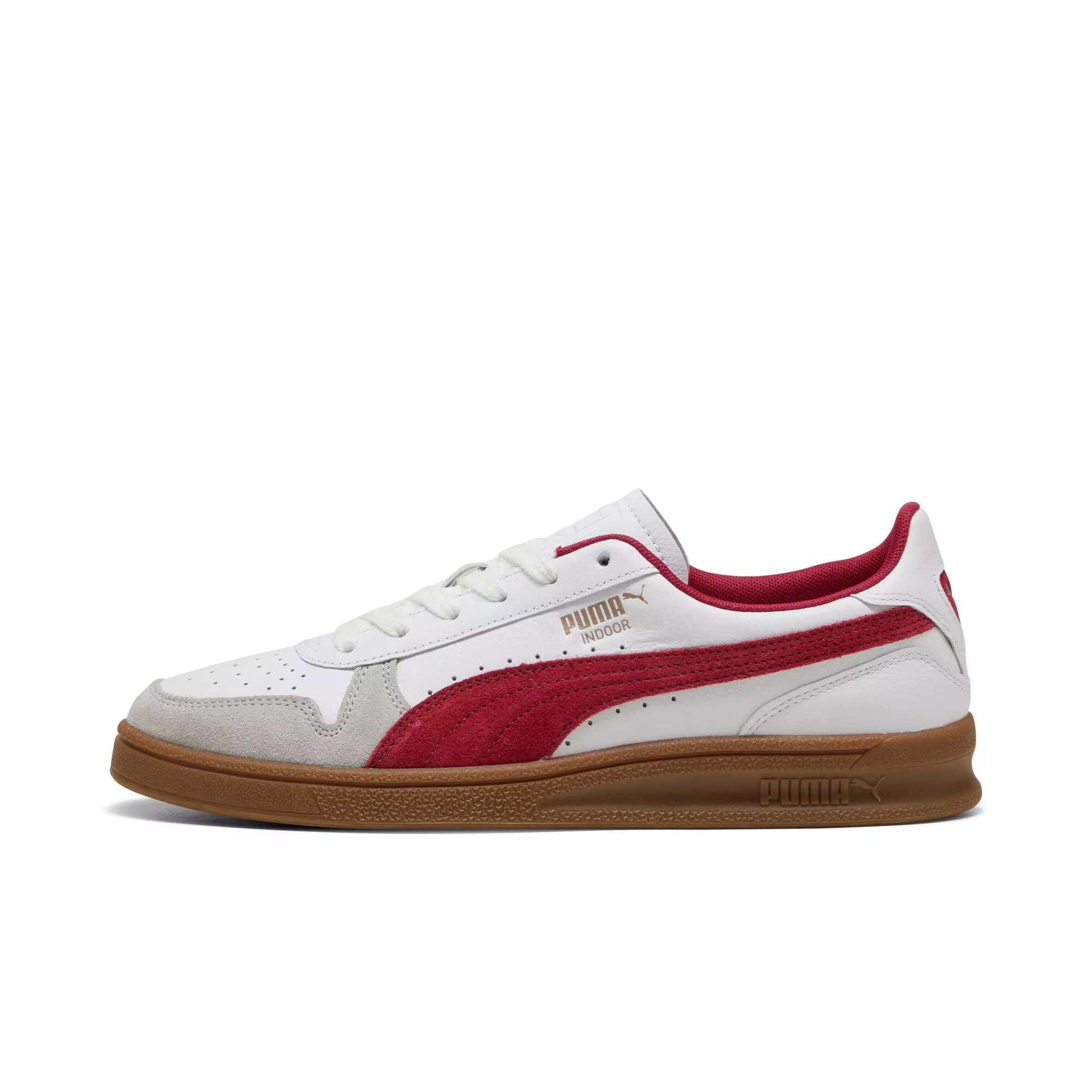 PUMA Indoor "PUMA White/Dark Crimson/Gum" Men's Shoe - WHITE/DK CRIMSON/GUM