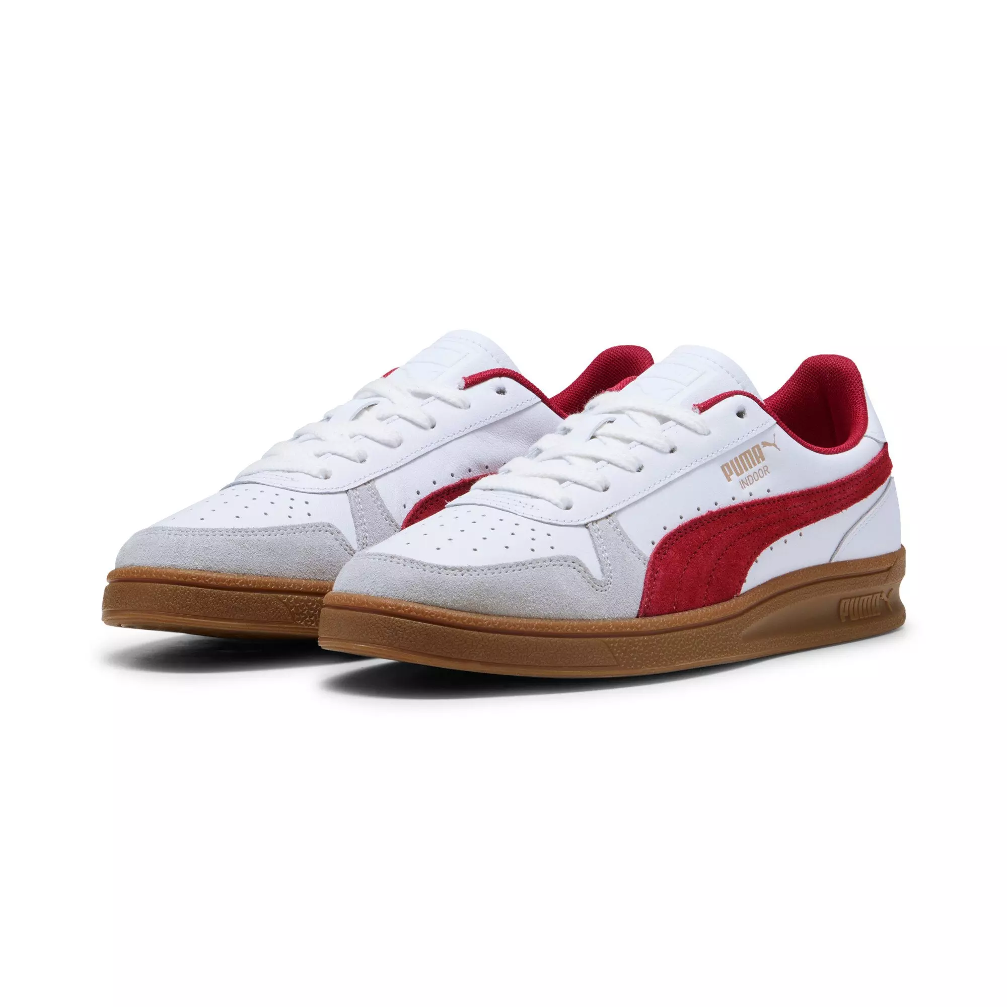 PUMA Indoor "PUMA White/Dark Crimson/Gum" Men's Shoe - WHITE/DK CRIMSON/GUM