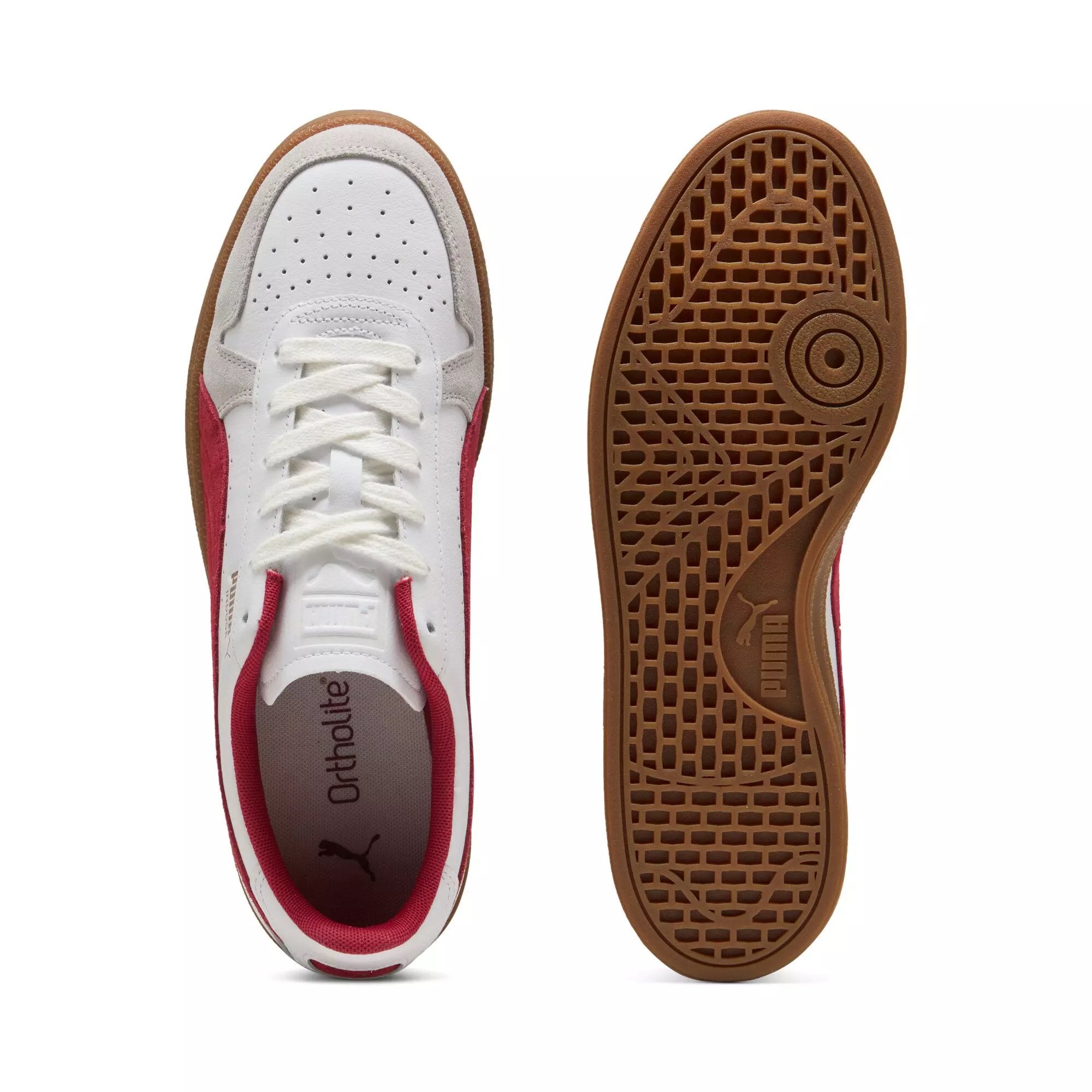 PUMA Indoor "PUMA White/Dark Crimson/Gum" Men's Shoe - WHITE/DK CRIMSON/GUM