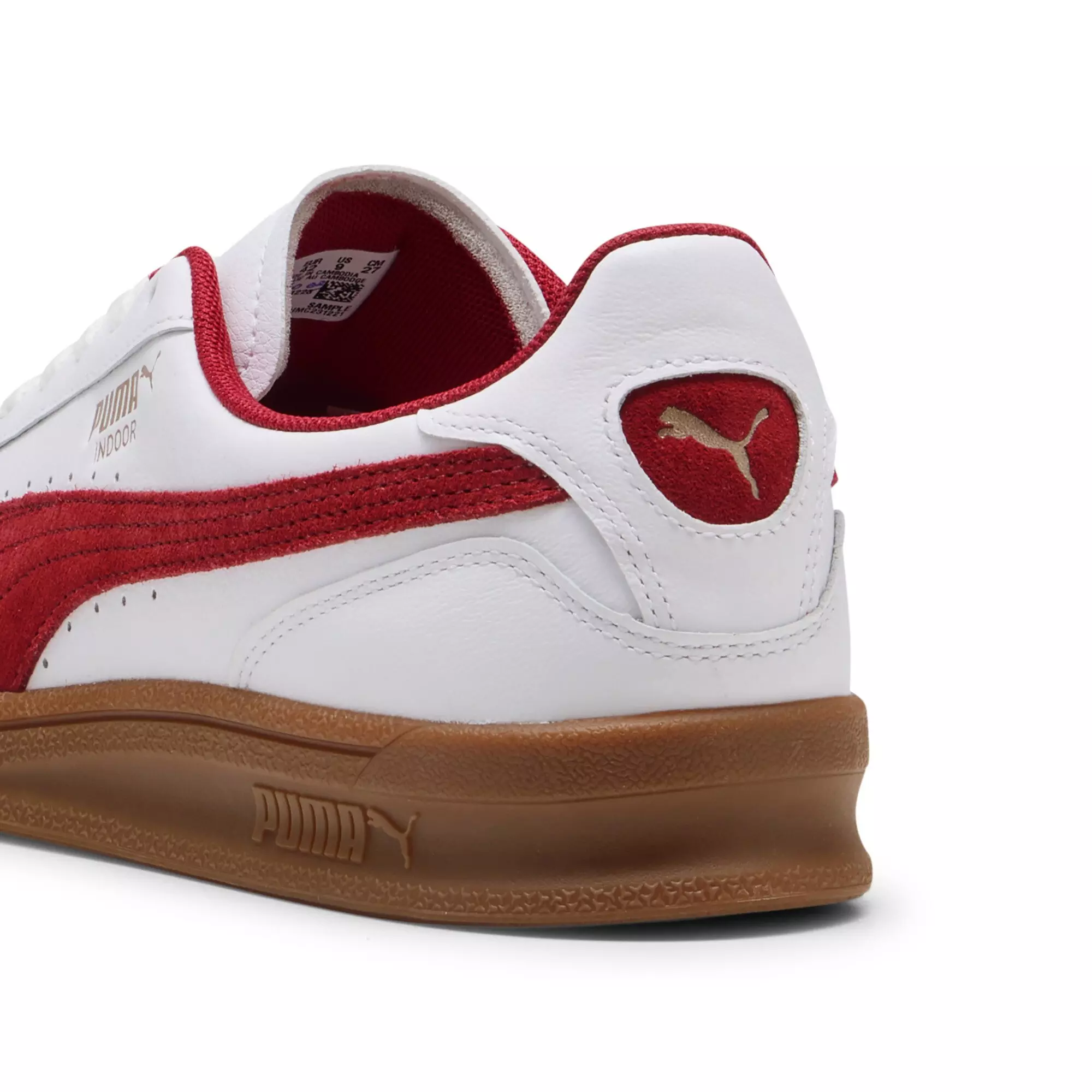 PUMA Indoor "PUMA White/Dark Crimson/Gum" Men's Shoe - WHITE/DK CRIMSON/GUM