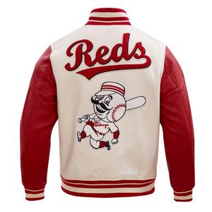 Pro Standard Men's MLB Cincinnati Reds Retro Classic Rib Wool Varsity Jacket -Eggshell/Red