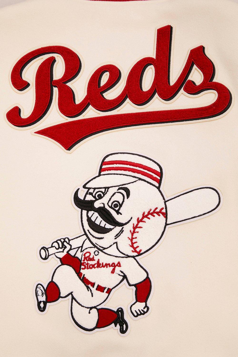 Pro Standard Men's MLB Cincinnati Reds Retro Classic Rib Wool Varsity Jacket - Eggshell/Red - EGGSHELL/RED Thumbnail View 5