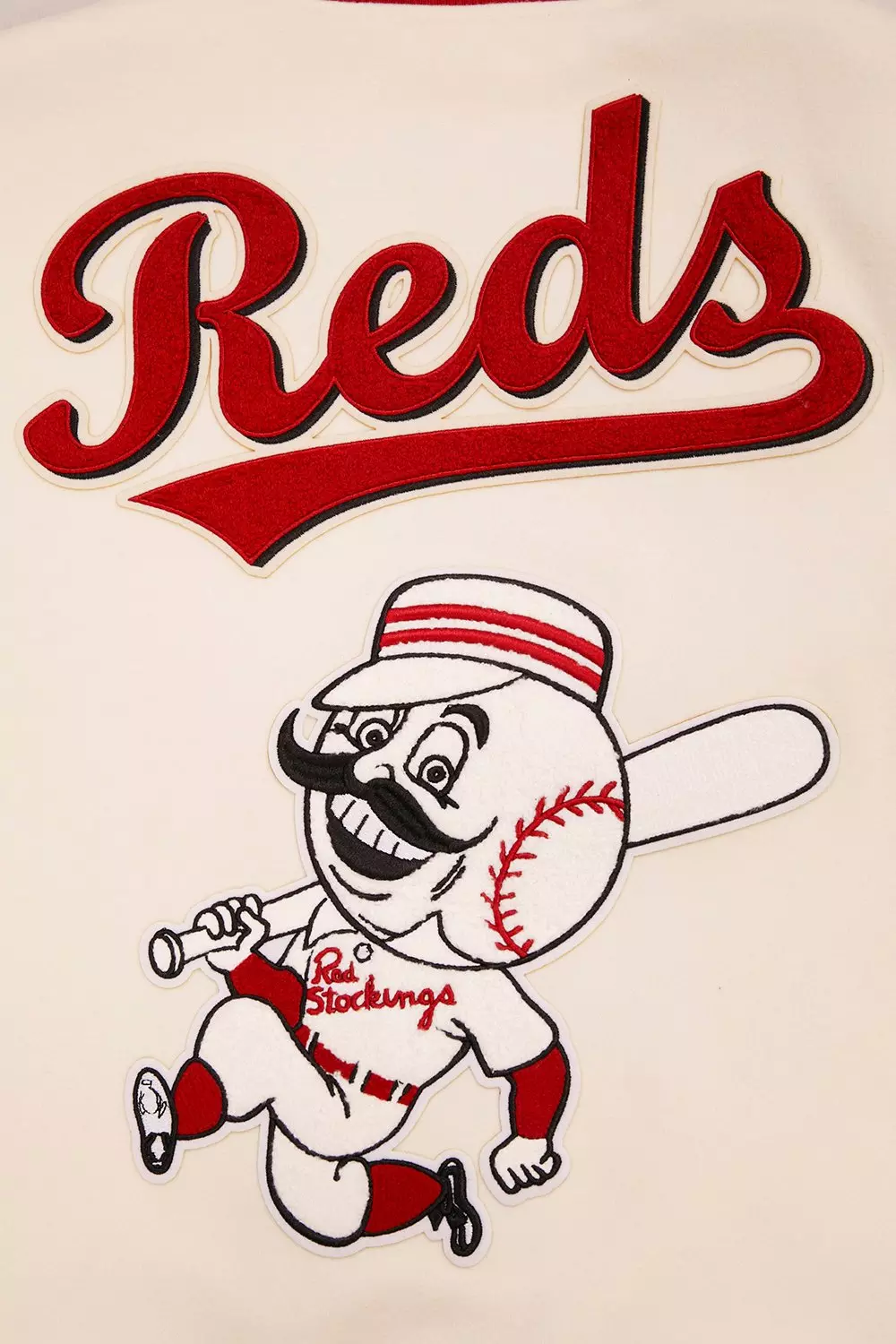 Pro Standard Men's MLB Cincinnati Reds Retro Classic Rib Wool Varsity Jacket -Eggshell/Red - EGGSHELL/RED