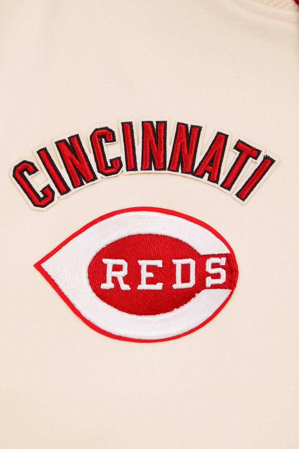 Pro Standard Men's MLB Cincinnati Reds Retro Classic Rib Wool Varsity Jacket - Eggshell/Red - EGGSHELL/RED Thumbnail View 6