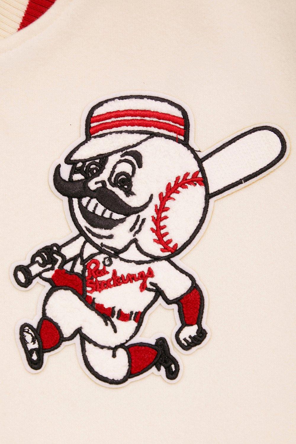 Pro Standard Men's MLB Cincinnati Reds Retro Classic Rib Wool Varsity Jacket -Eggshell/Red - EGGSHELL/RED Thumbnail View 7