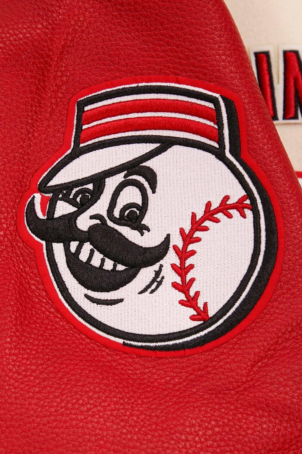 Pro Standard Men's MLB Cincinnati Reds Retro Classic Rib Wool Varsity Jacket - Eggshell/Red - EGGSHELL/RED Thumbnail View 9