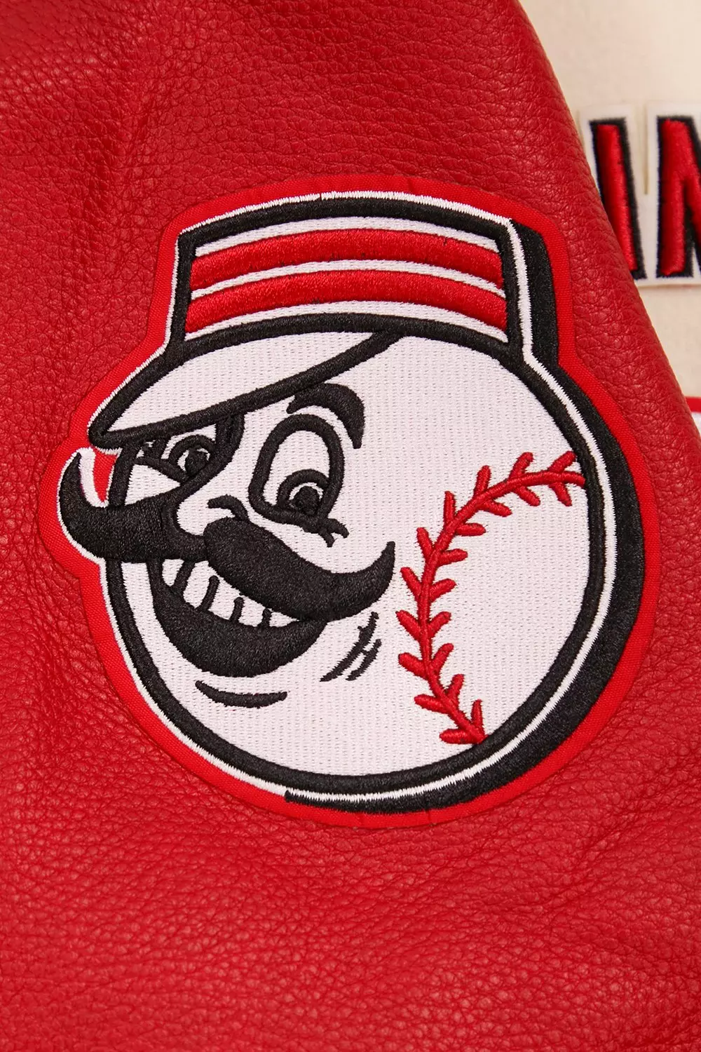 Pro Standard Men's MLB Cincinnati Reds Retro Classic Rib Wool Varsity Jacket - Eggshell/Red - EGGSHELL/RED