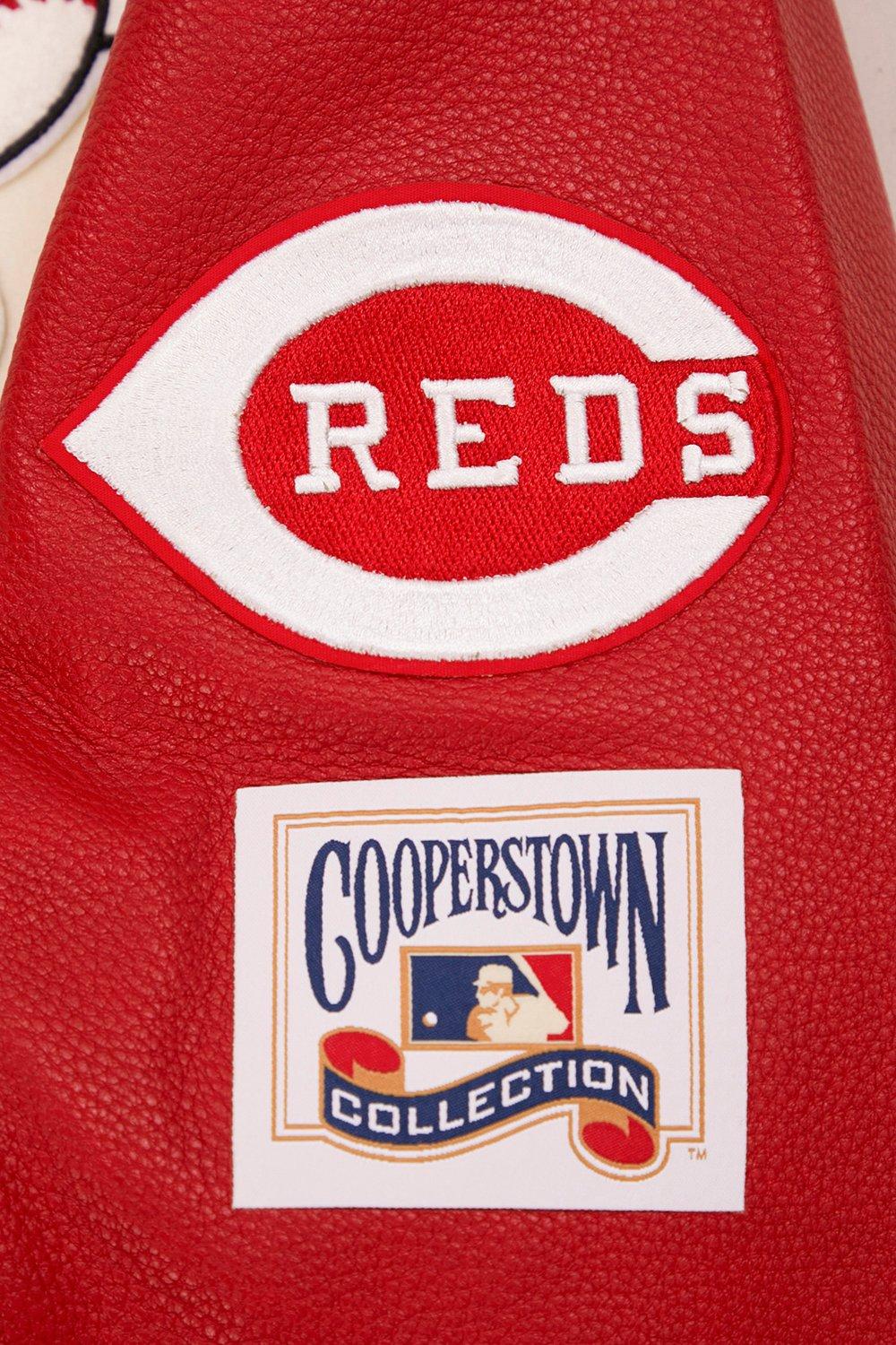 Pro Standard Men's MLB Cincinnati Reds Retro Classic Rib Wool Varsity Jacket - Eggshell/Red - EGGSHELL/RED Thumbnail View 10