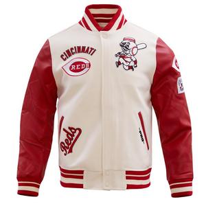 Pro Standard Men's MLB Cincinnati Reds Retro Classic Rib Wool Varsity Jacket -Eggshell/Red