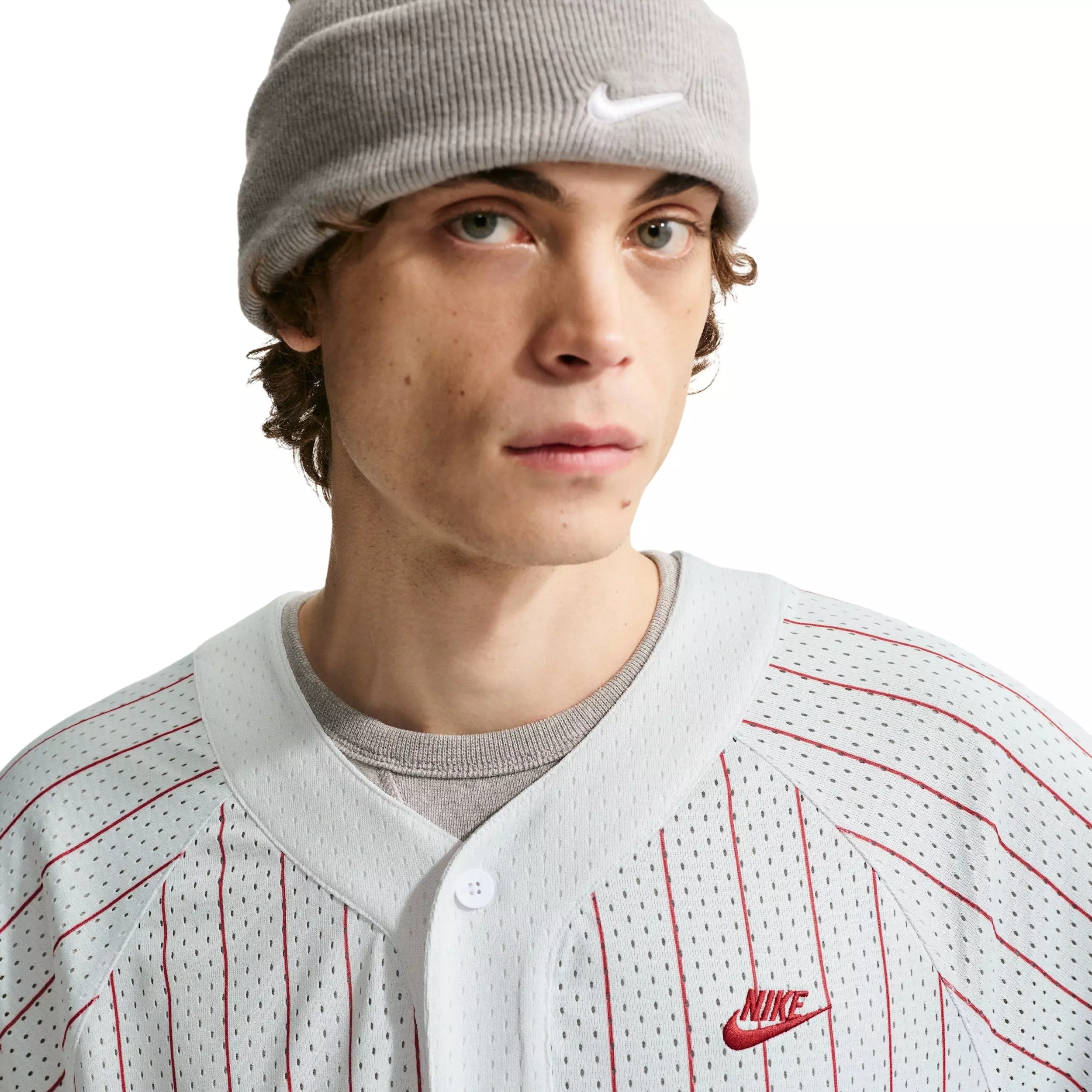 Nike Men's Sportswear Club Jersey - LT GREY/CRIMSON