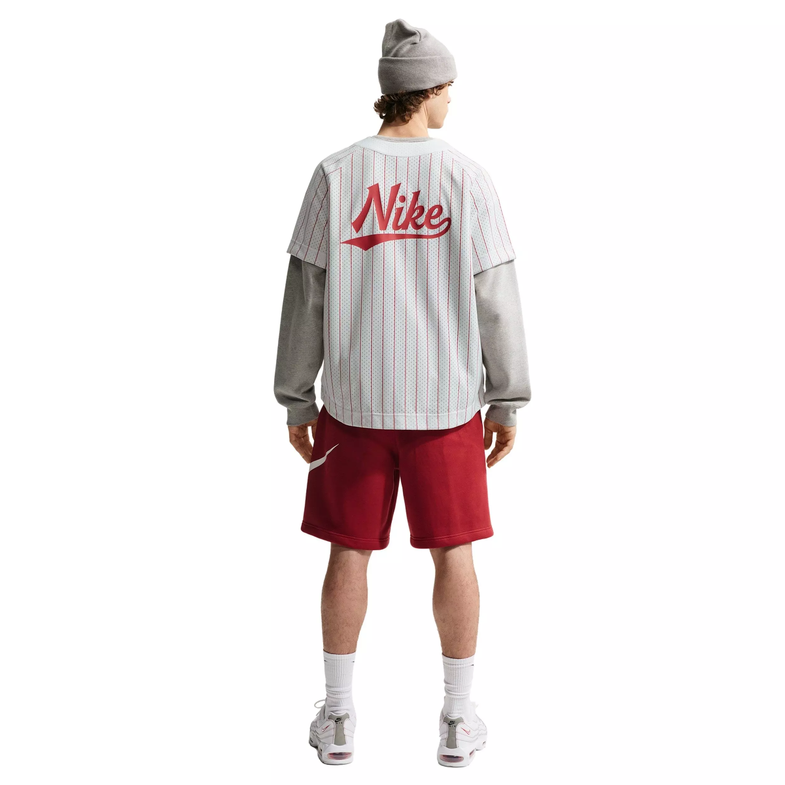 Nike Men's Sportswear Club Jersey - LT GREY/CRIMSON