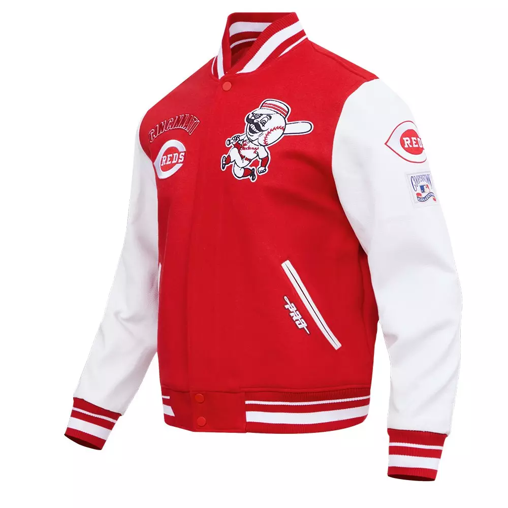 Pro Standard Men's MLB Cincinnati Reds Retro Classic Rib Wool Varsity Jacket - Red - RED