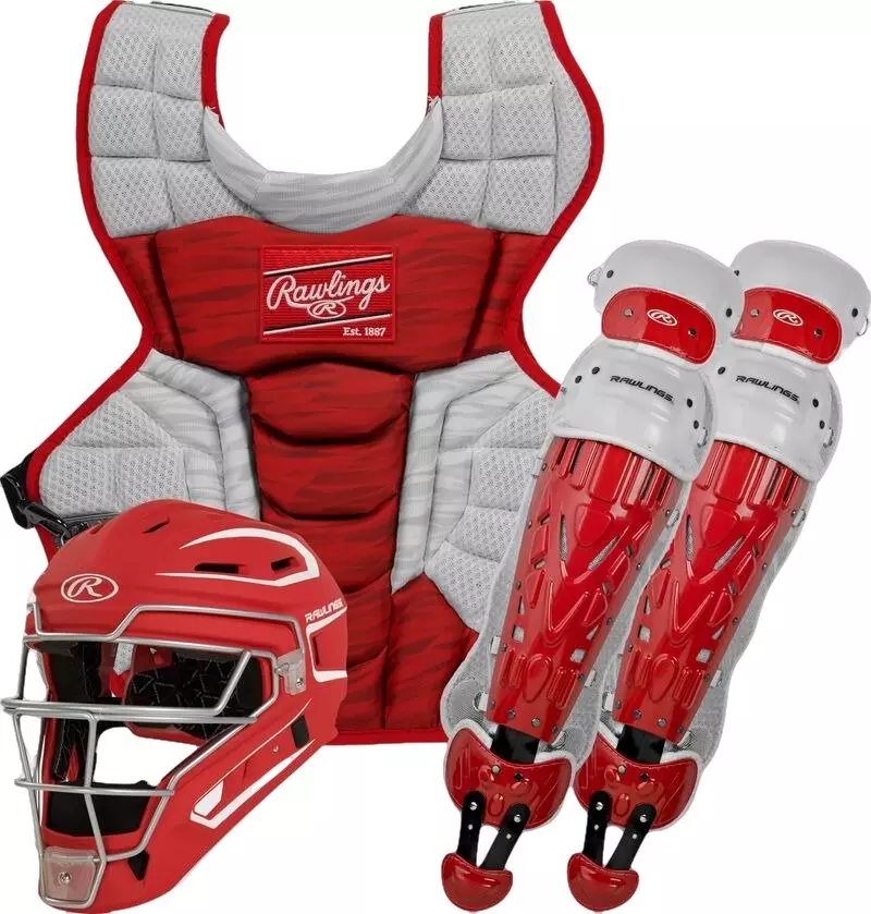 Rawlings Adult Velo 2.0 Catcher's Gear Set - RED/WHITE