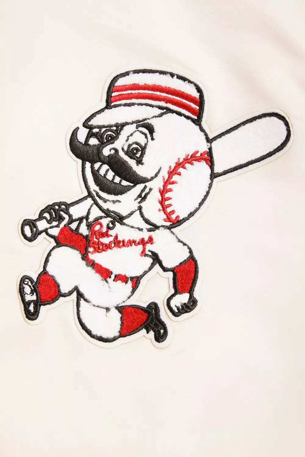 Pro Standard Men's MLB Cincinnati Reds Retro Classic Rib Satin Jacket - Eggshell/Red - EGGSHELL/RED