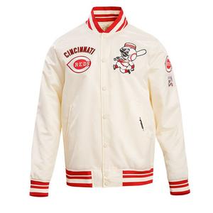 Pro Standard Men's MLB Cincinnati Reds Retro Classic Rib Satin Jacket -Eggshell/Red