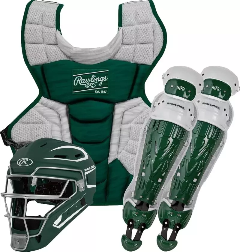 Rawlings Intermediate Velo 2.0 Catcher's Gear Set - DARK GREEN/WHITE