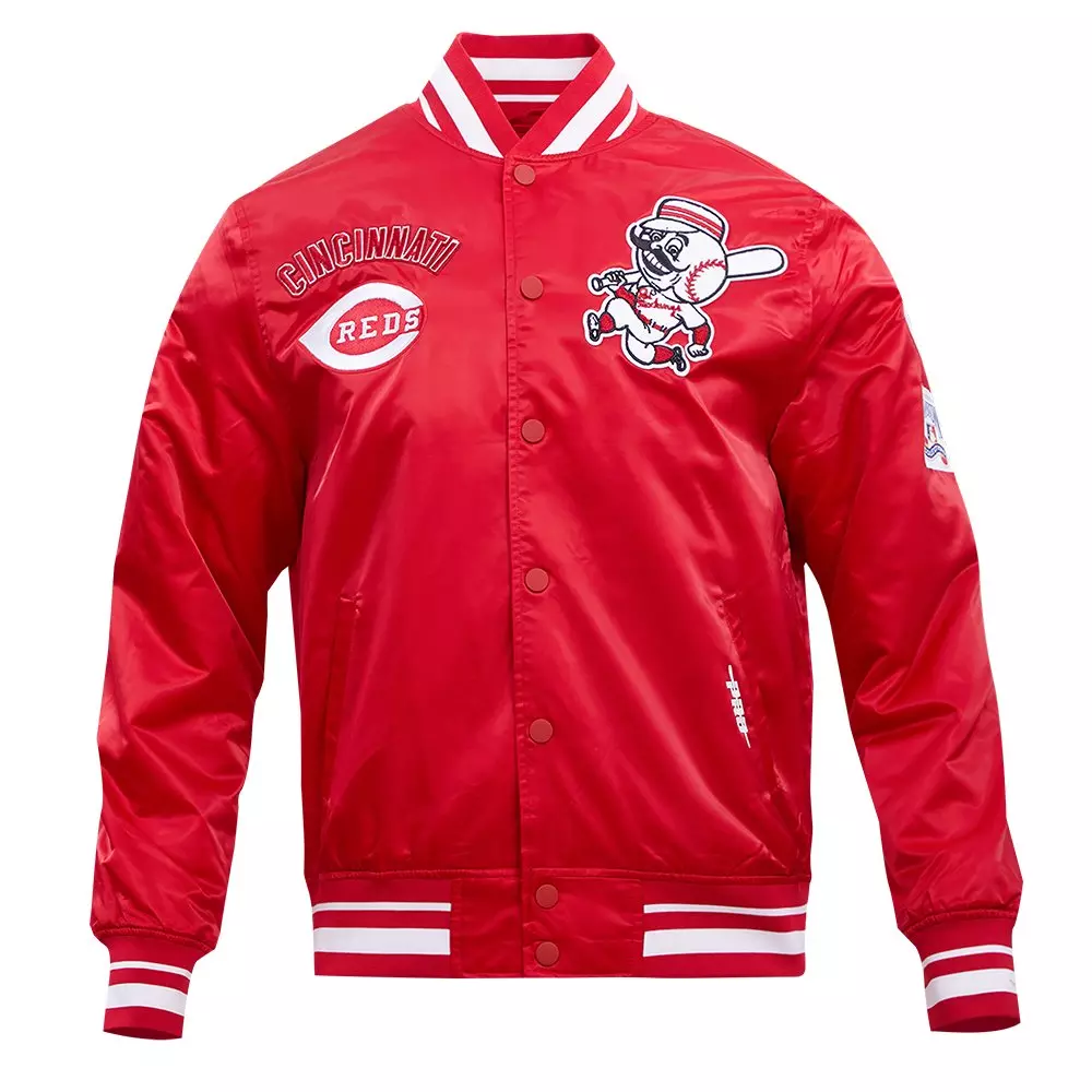 Pro Standard Men's MLB Cincinnati Reds Retro Classic Rib Satin Jacket -Red - RED