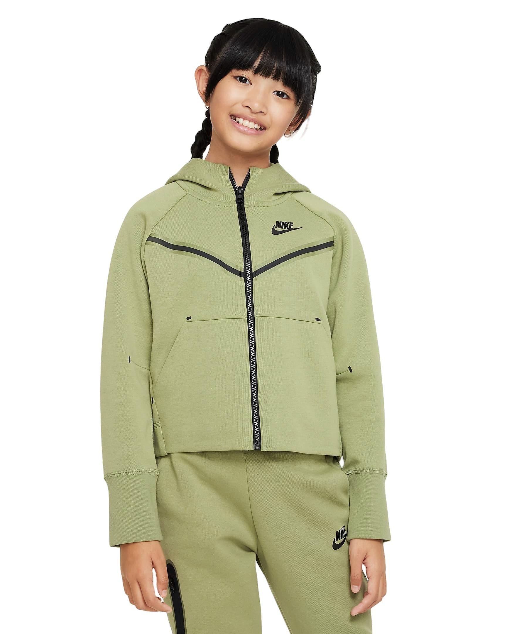 Nike Big Girls' Sportswear Tech Fleece FullZip JacketGreen Hibbett City Gear
