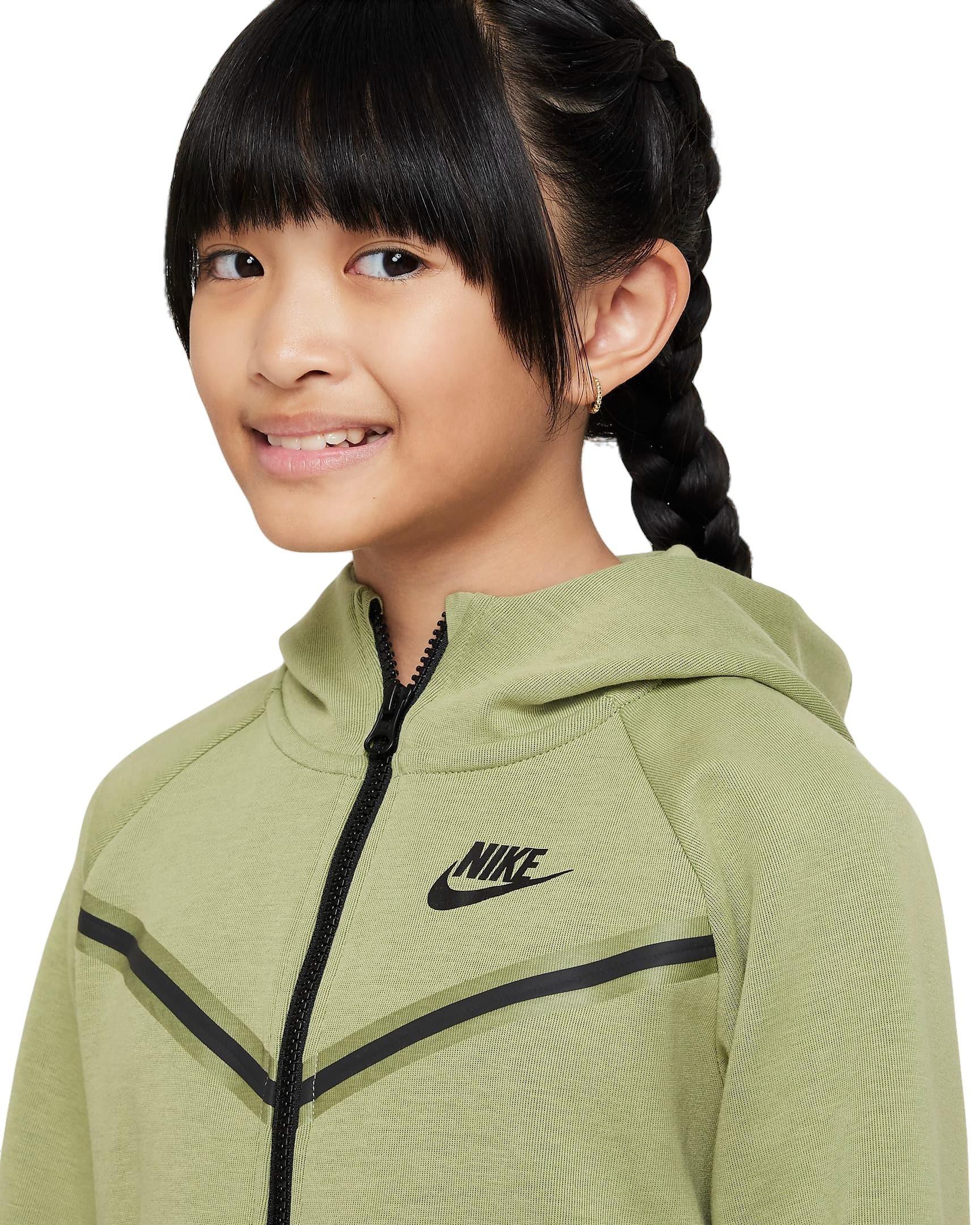 Nike Big Girls' Sportswear Tech Fleece Full-Zip Jacket-Green - GREEN Thumbnail View 3