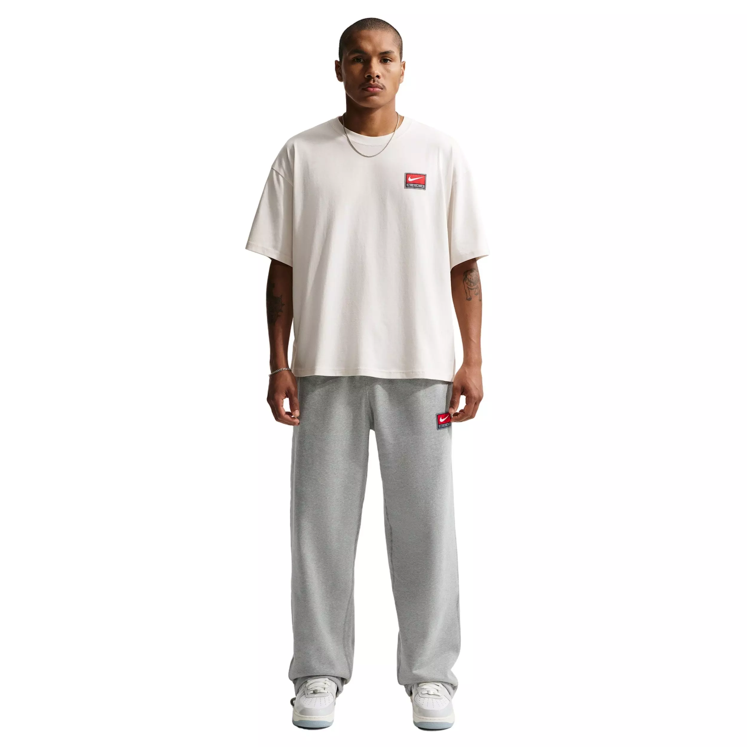 Nike Men's Solo Swoosh Open-Hem Fleece Pants - GREY