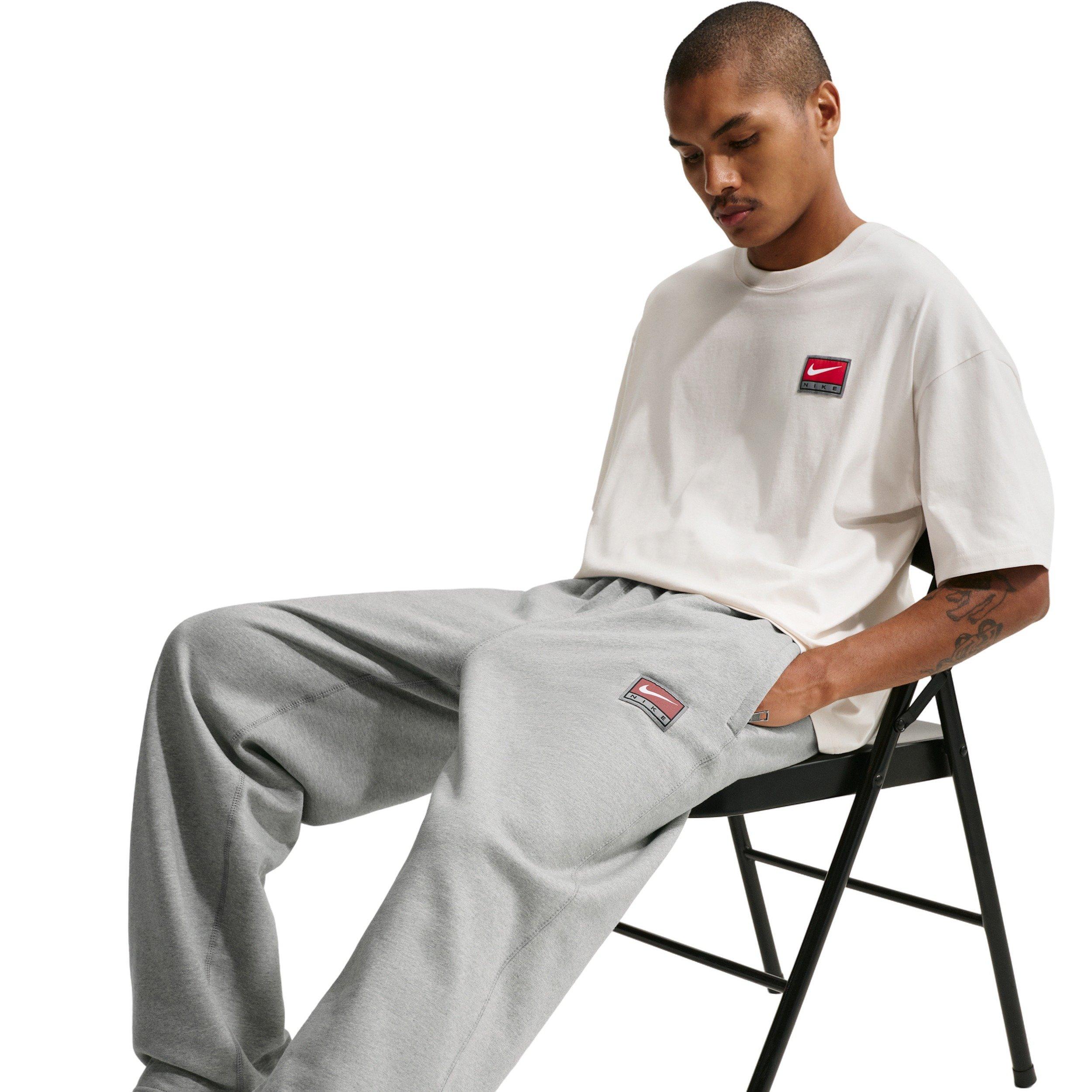 Nike Men's Solo Swoosh Open-Hem Fleece Pants - GREY Thumbnail View 5