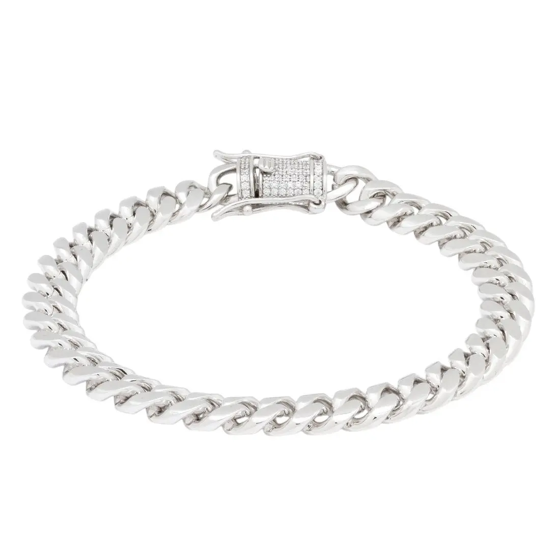 King Ice 8mm Miami Cuban Link Bracelet - WHITE GOLD