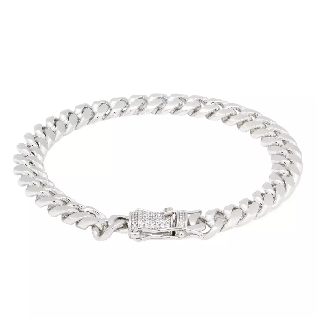 King Ice 8mm Miami Cuban Link Bracelet - WHITE GOLD