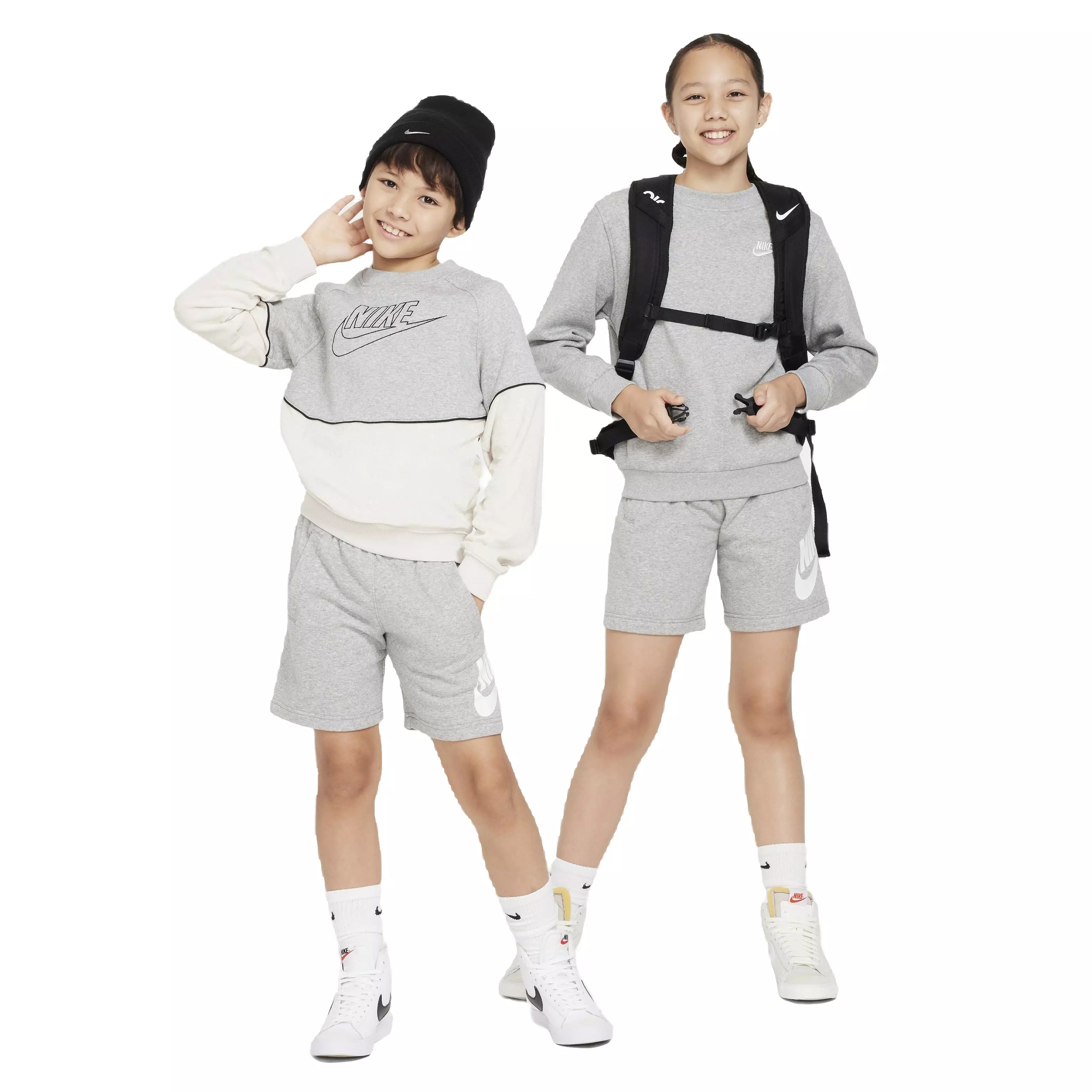 Nike Big Kids' Sportswear Club French Terry HBR Shorts -Grey - GREY