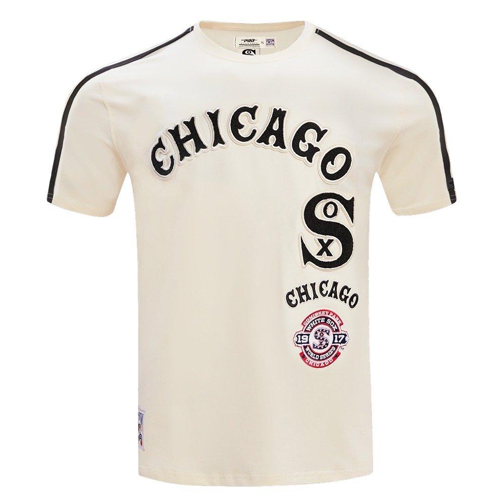 Pro Standard Men's MLB Chicago White Sox Retro Classic Single Jersey Striped Tee - Eggshell/Black - EGGSHELL/BLACK Thumbnail View 1