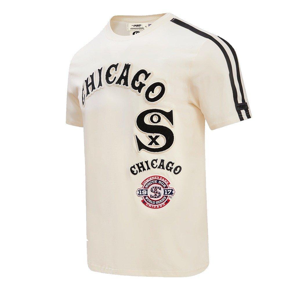 Pro Standard Men's MLB Chicago White Sox Retro Classic Single Jersey Striped Tee - Eggshell/Black - EGGSHELL/BLACK Thumbnail View 3