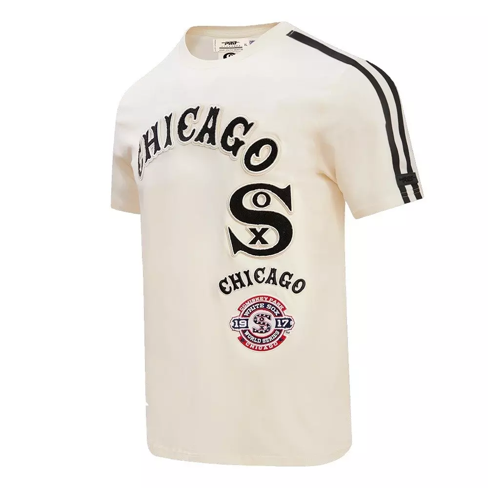 Pro Standard Men's MLB Chicago White Sox Retro Classic Single Jersey Striped Tee - Eggshell/Black - EGGSHELL/BLACK