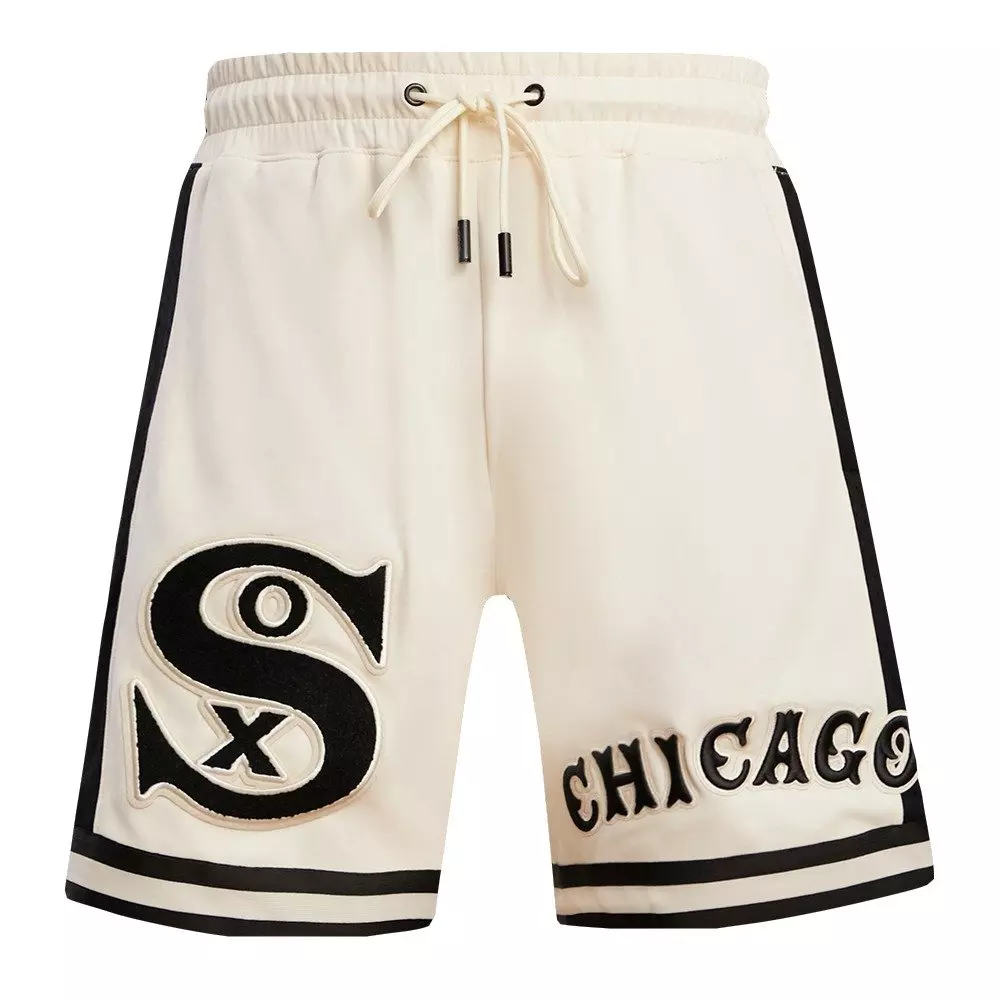 Pro Standard Men's MLB Chicago White Sox Retro Classic Double-Knit 2.0 Shorts -Eggshell/Black - EGGSHELL/BLACK