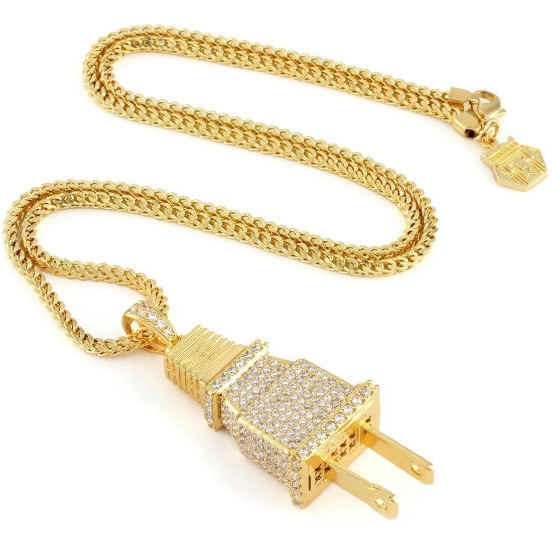 King Ice Iced Plug Necklace - GOLD