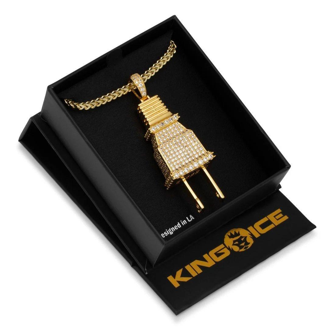 King Ice Iced Plug Necklace - GOLD