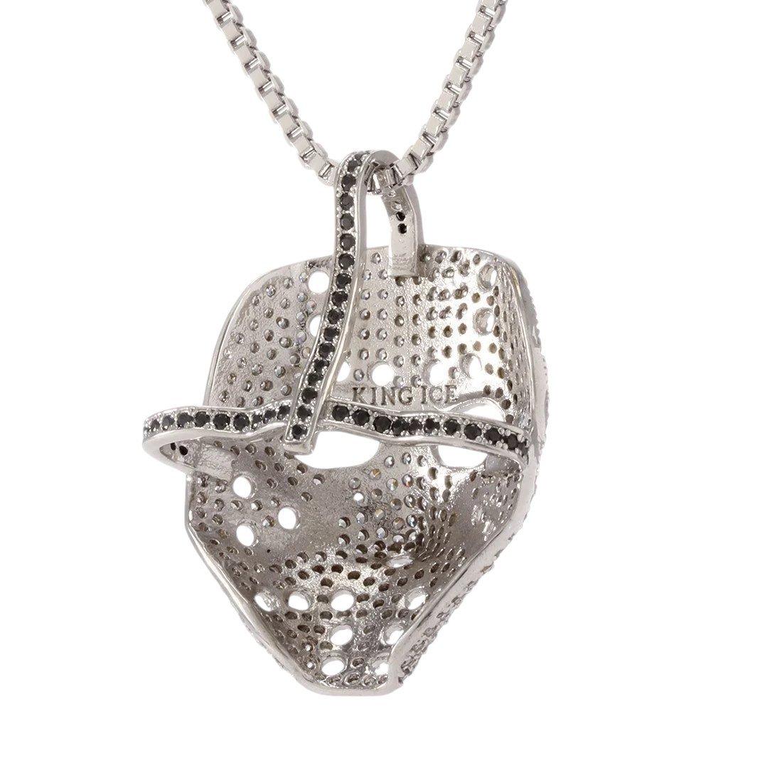 King Ice Hockey Mask Necklace - White Gold - WHITE GOLD