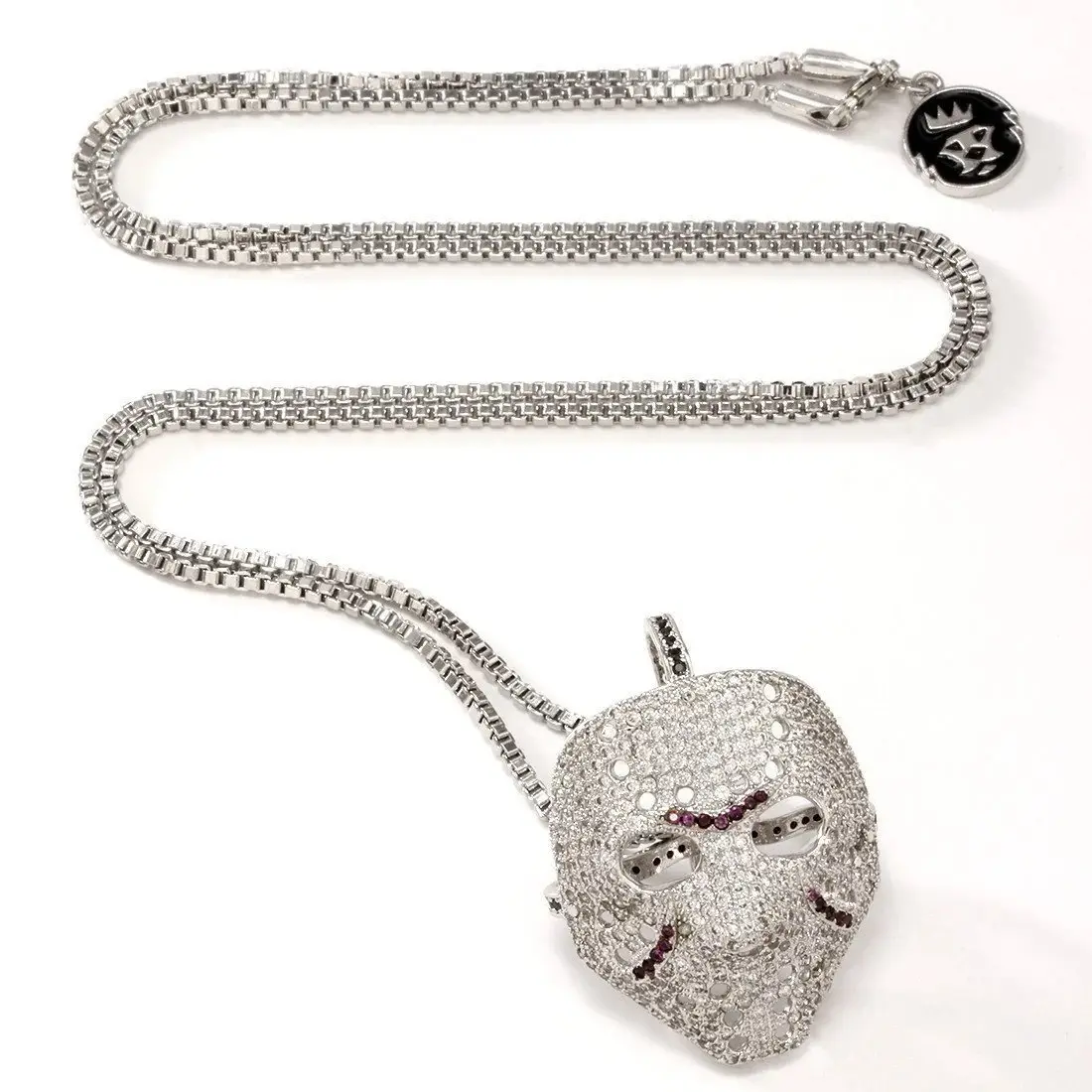 King Ice Hockey Mask Necklace - White Gold - WHITE GOLD