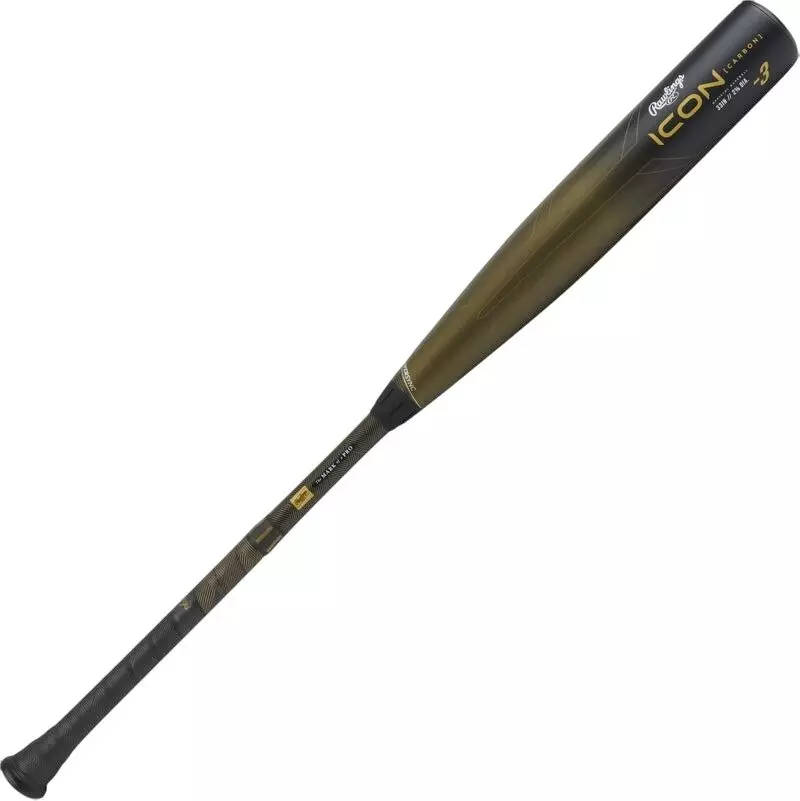 Rawlings Icon BBCOR Baseball Bat (-3) 2023 - BLACK/GOLD