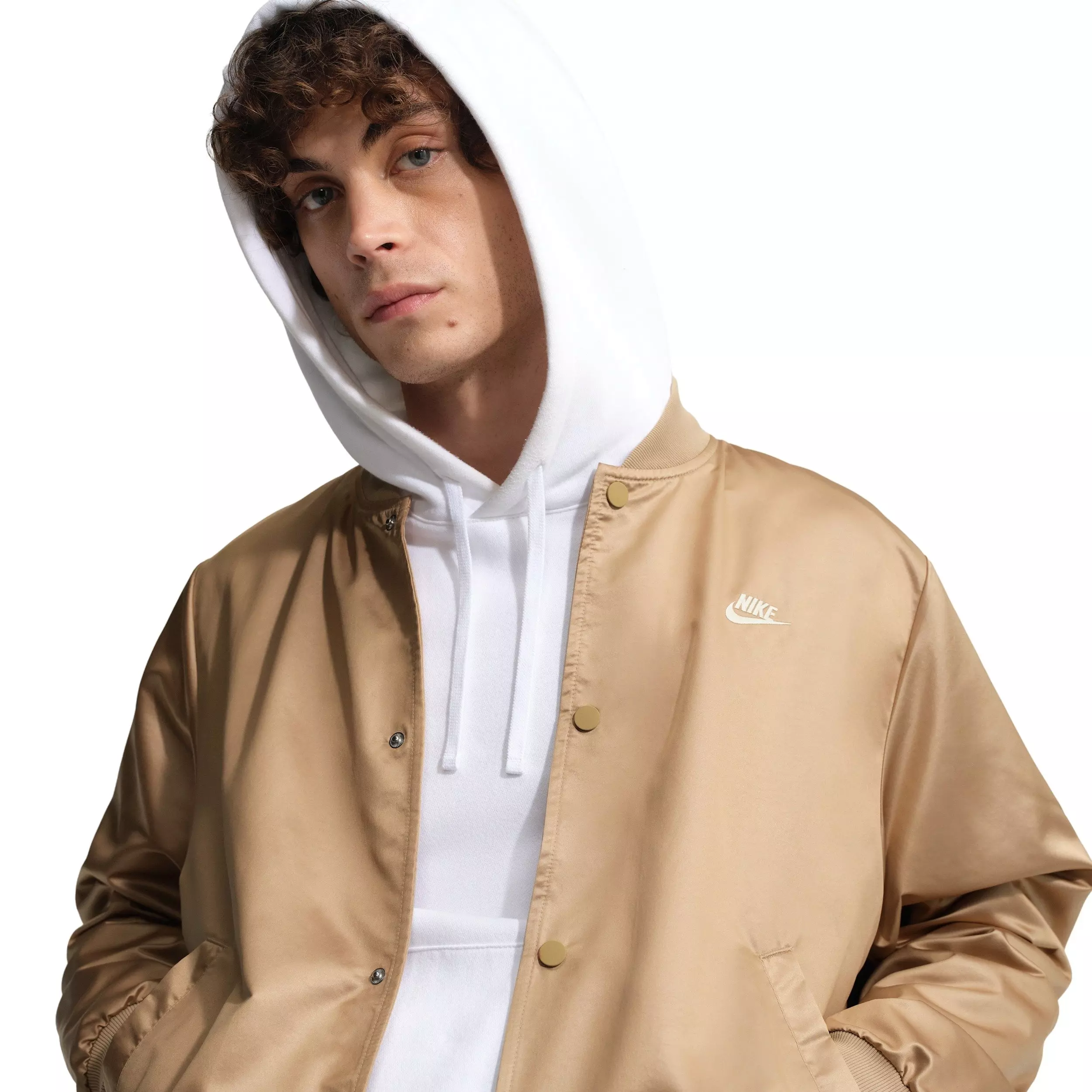 Nike Men's Sportswear Club Varsity Jacket - BEIGE