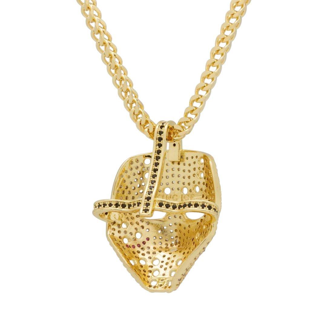 King Ice Hockey Mask Necklace - Gold - GOLD