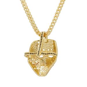 King Ice Hockey Mask Necklace - Gold - GOLD