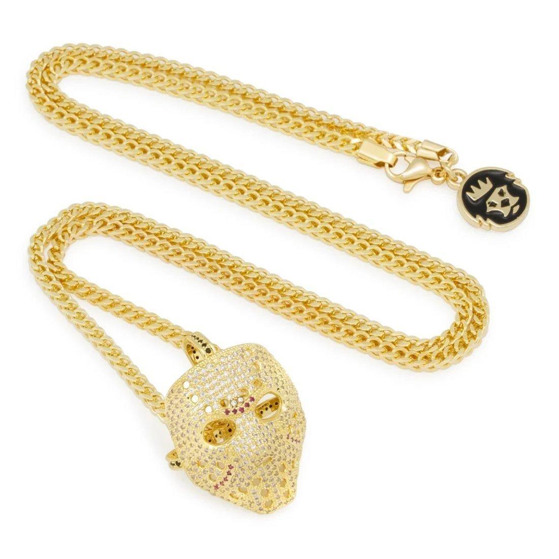 King Ice Hockey Mask Necklace - Gold - GOLD