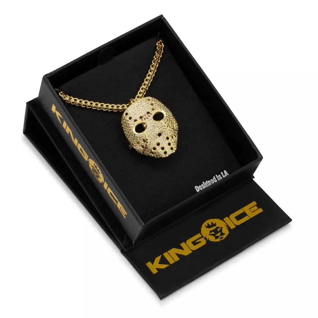 King Ice Hockey Mask Necklace - Gold - GOLD