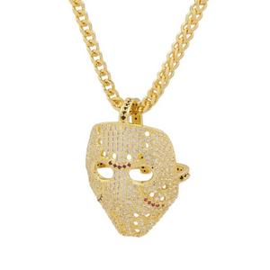 King Ice Hockey Mask Necklace - Gold - GOLD