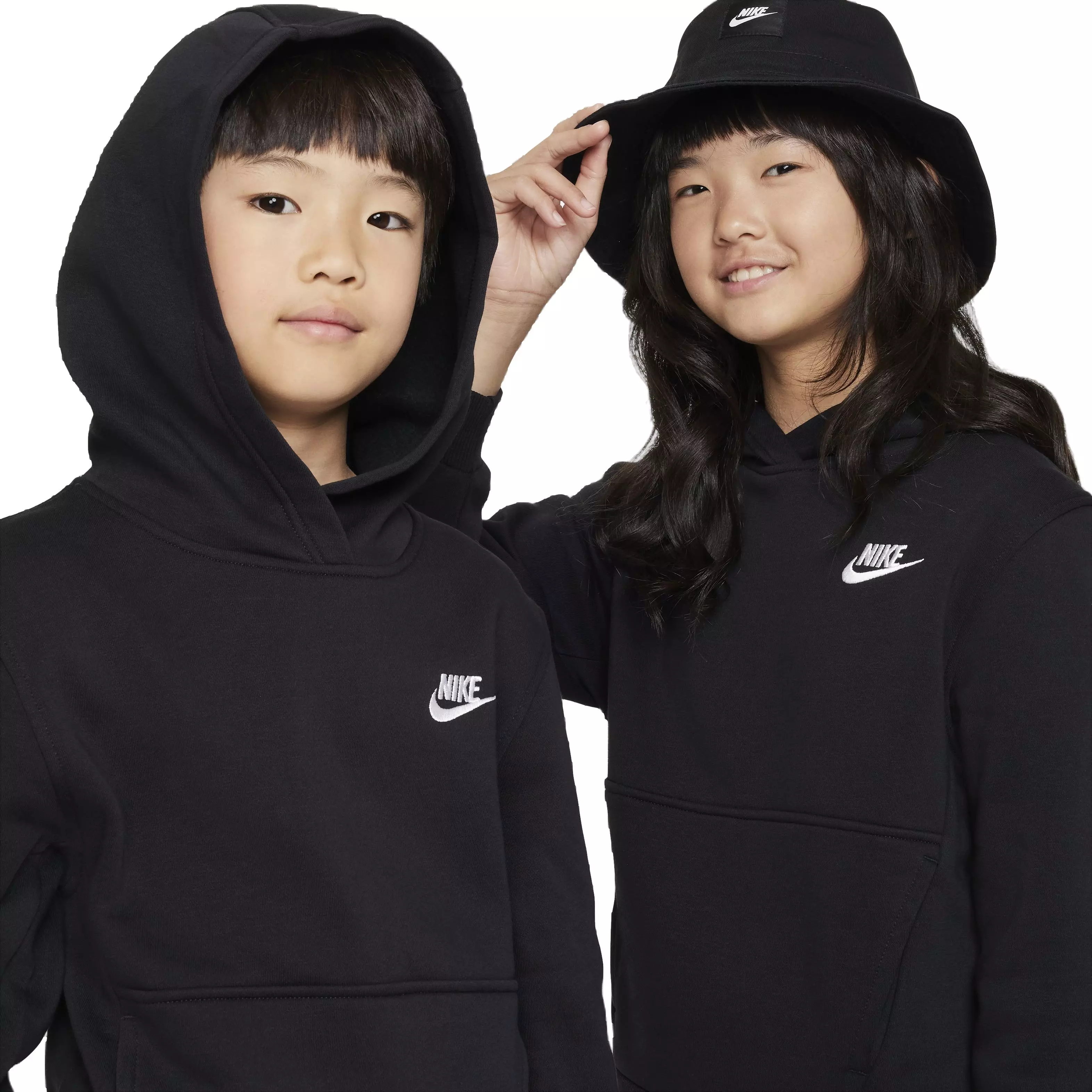 Nike Big Kids' Sportswear Club Fleece LBR Hoodie -Black - BLACK