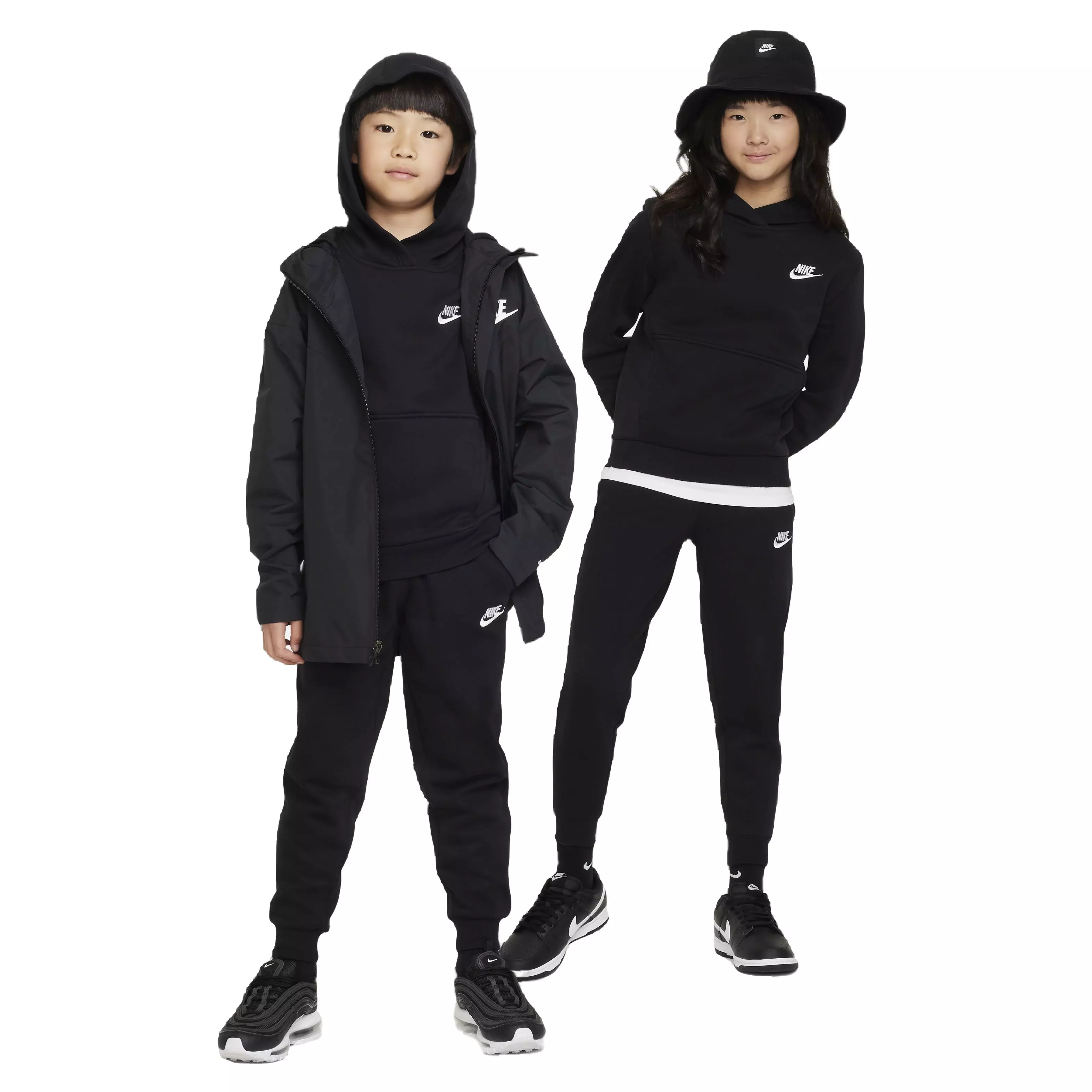 Nike Big Kids' Sportswear Club Fleece LBR Hoodie -Black - BLACK